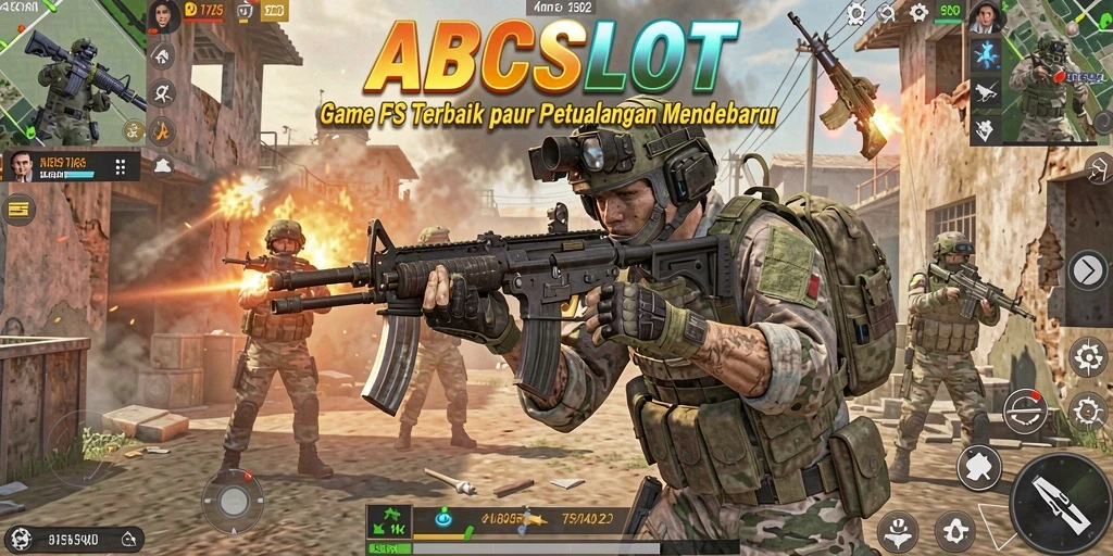 Tangkapan layar gameplay mendebarkan dari ABCSLOT, menunjukkan aksi FPS yang intens.