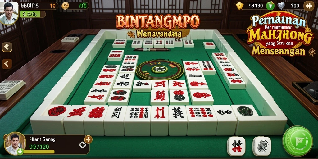 Screenshot gameplay BINTANGMPO dengan ubin Mahjong yang menarik.
