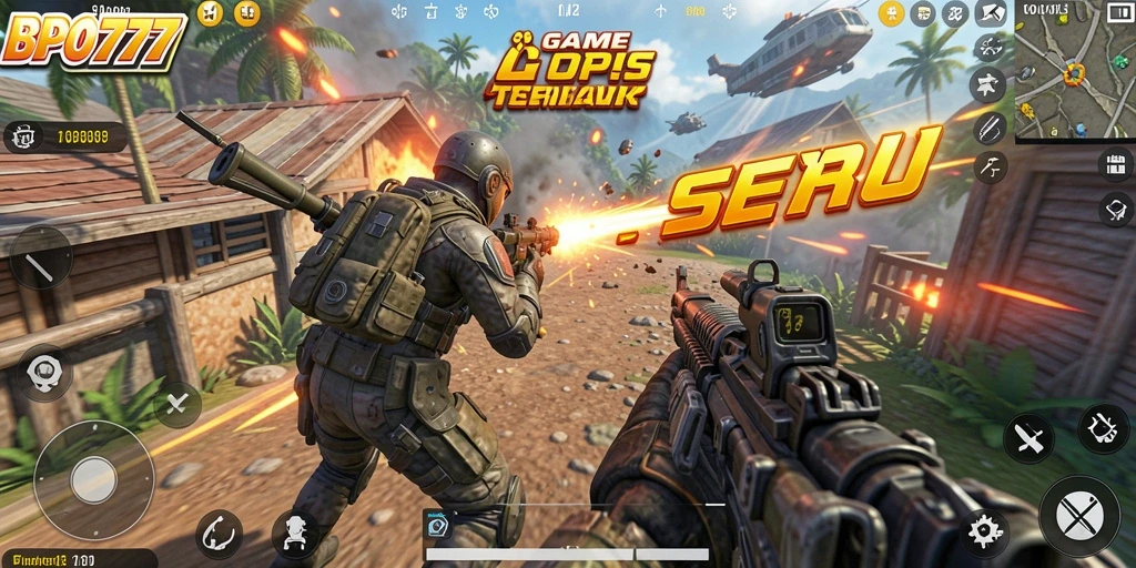 Screenshot gameplay BPO777 menampilkan aksi tembak-menembak yang mendebarkan.