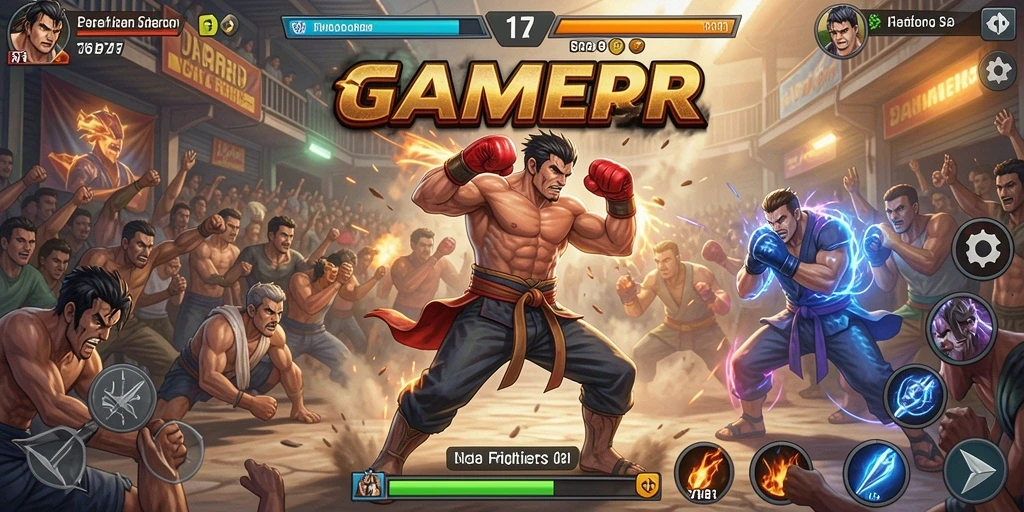Tampilan seru pertarungan di GAMERP dengan karakter unik.