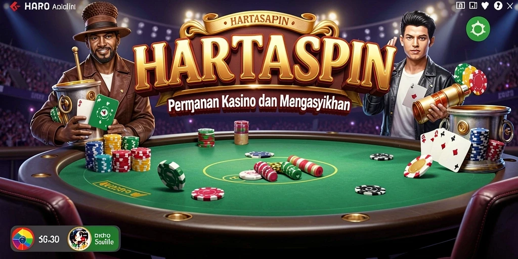 Tampilan permainan HARTASPIN dengan antarmuka interaktif dan grafis menawan.