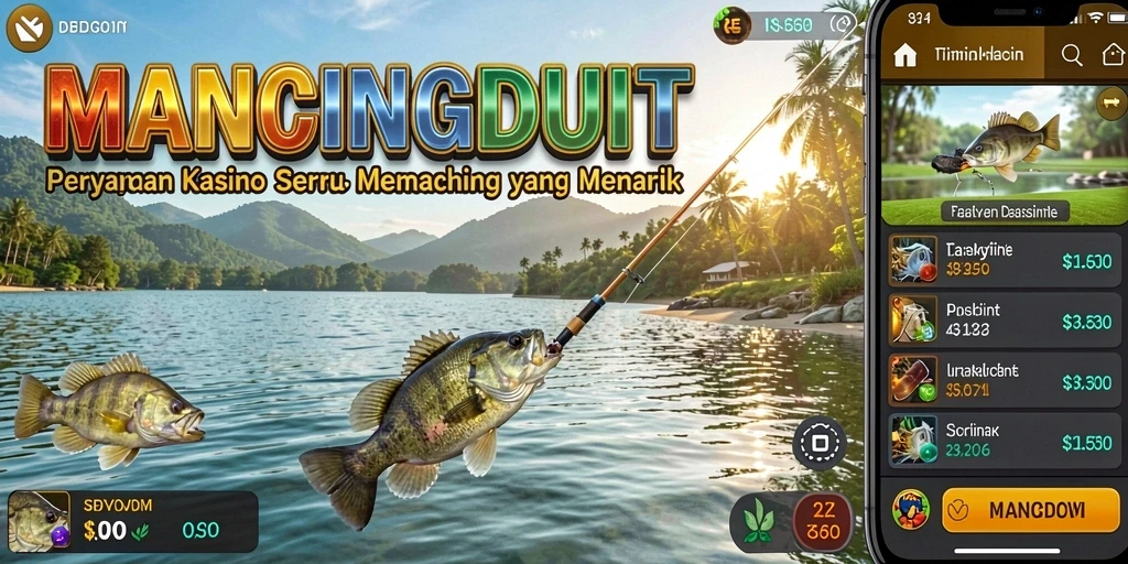 Tampilan seru dari gameplay MANCINGDUIT saat memancing untuk jackpot.