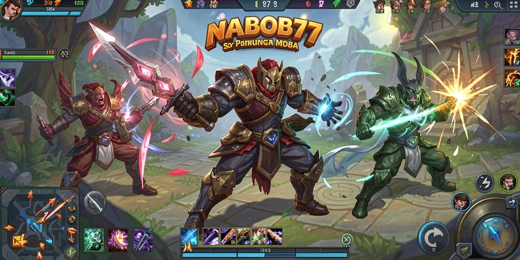 Screenshot gameplay NABOB77 menampilkan aksi pertarungan yang mendebarkan.