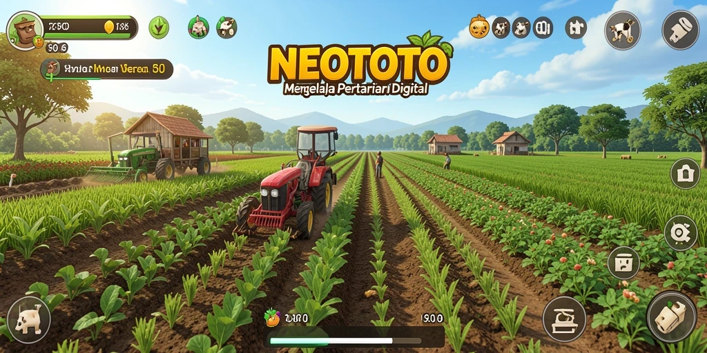 Screenshot gameplay NEOTOTO dengan aktivitas pertanian yang seru.
