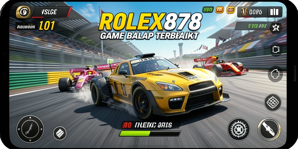 Tampilan menarik dari gameplay balap yang mendebarkan di ROLEX878.