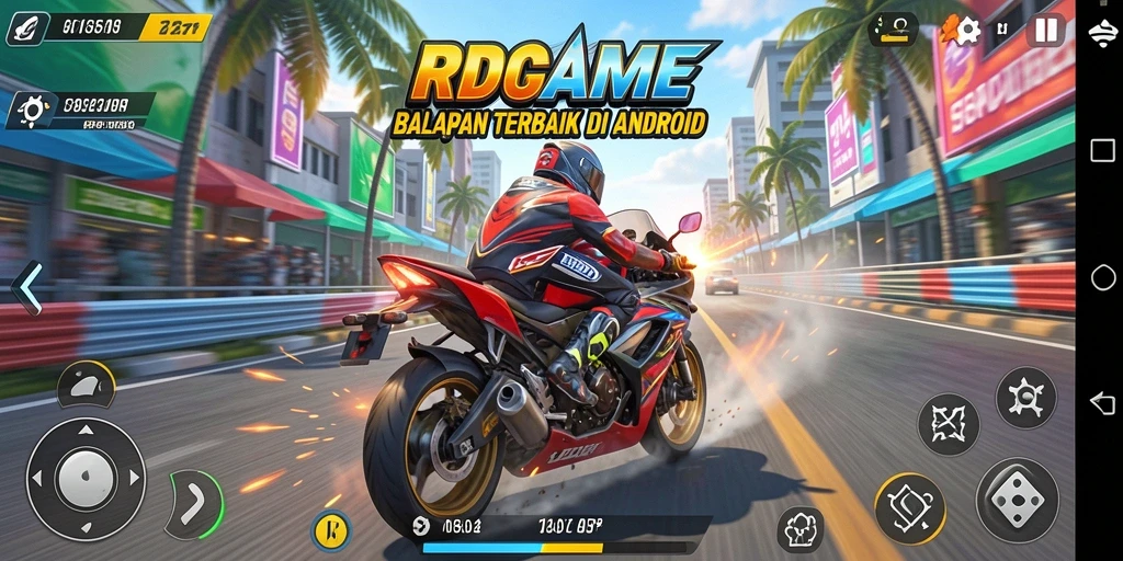 Tampilan gameplay RPGAME yang mendebarkan dan penuh aksi balapan motor.